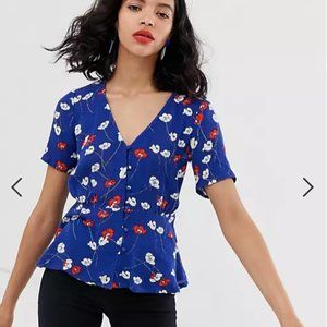 Monki floral button top